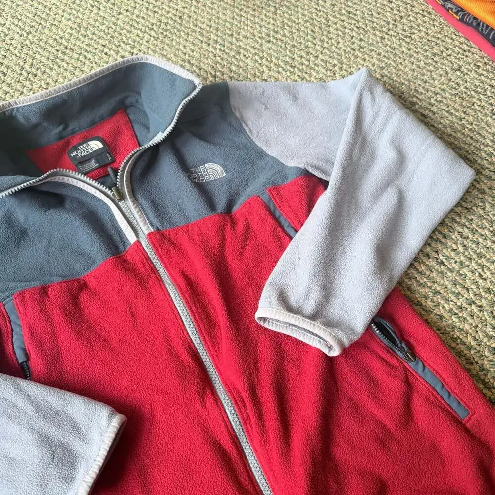 The North Face Men's Full Zip Fleece Jacket Red and Gray